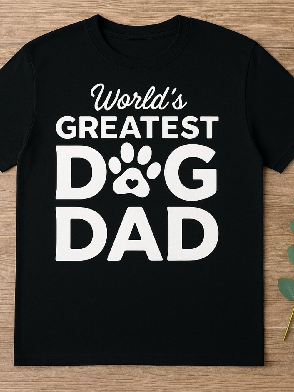 World’s Greatest Dog Dad Paw Print Graphic Tee | Black Dog Lover T-Shirt
